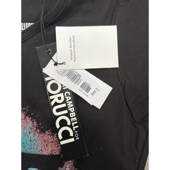 NWT Fiorucci Womens T-Shirt Naomi Campbell "Fiorucci's Angels" Black Size Medium - Picture 3 of 9